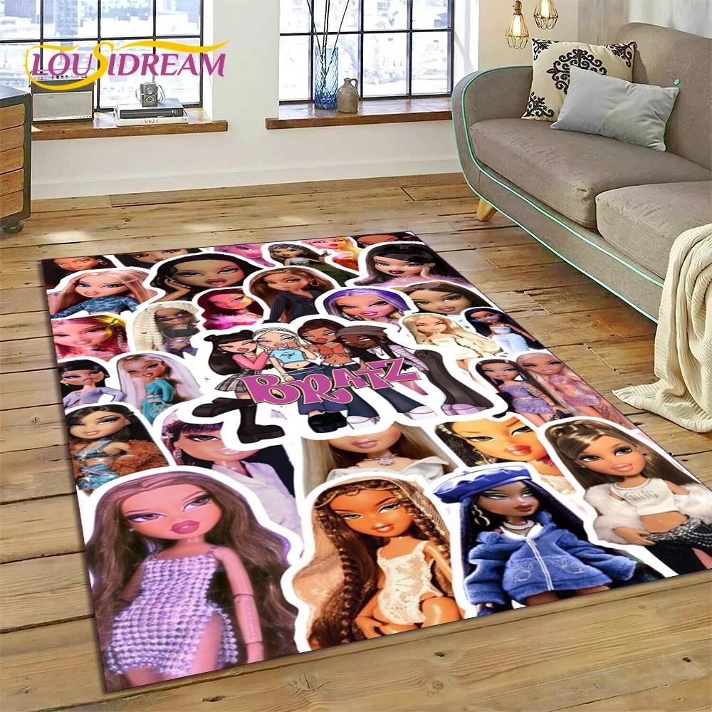 HD Cartoon Bratz Doll Cute Girls 3D Rug Carpet for Living Room Bedroom Home Decor,Floor Mat Non-slip Decoration for Sofa Doormat