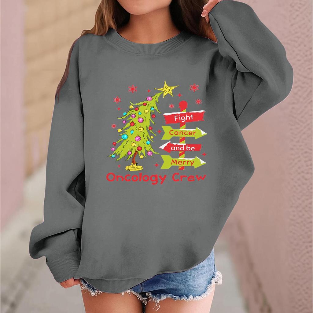 Children's Fashionable Casual Long-sleeved Loose Christmas Print Pullover Sweatshirt