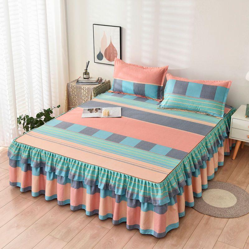 3 stücke Haut-freundliche Schleifen Bett Rock Schlafzimmer Student Wohnheim Kissenbezug Quilt Abdeckung Bettdecke Bettwäsche