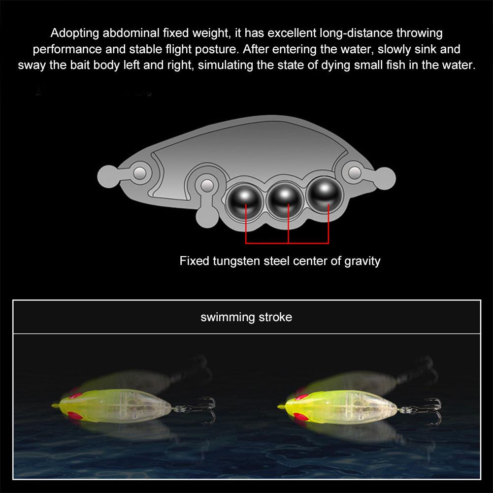 3.9g/35mm Sinking Minnow Lure with Fixed Steel Ball Fishing Lure Artificial Bait for Perch Trout Bass