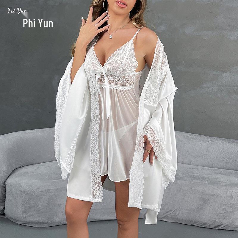 Women's Satin Bathrobe & Pajama Set 850 - Sexy & Loose Fit Homewear