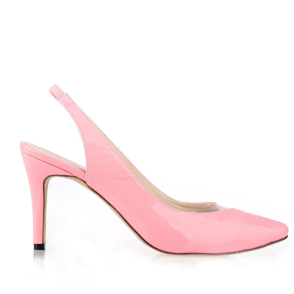 Women‘s Pumps Stilettos Sexy 8cm High Heels Pointed Toe Transparent Slingback Women Party Dress Wedding Shoes Elegant Large Size