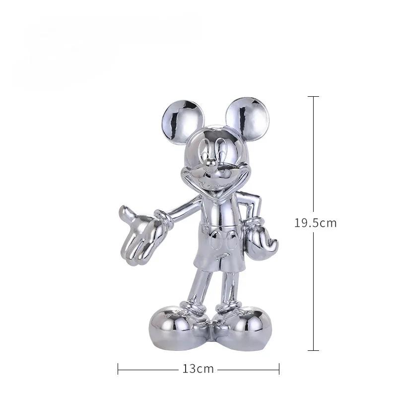 Disney Cartoon Anime Mickey Mouse Figure Statue Resin Plating Welcome Gesture Sculpture Mickey Ornaments Coffee Bar Home Decor