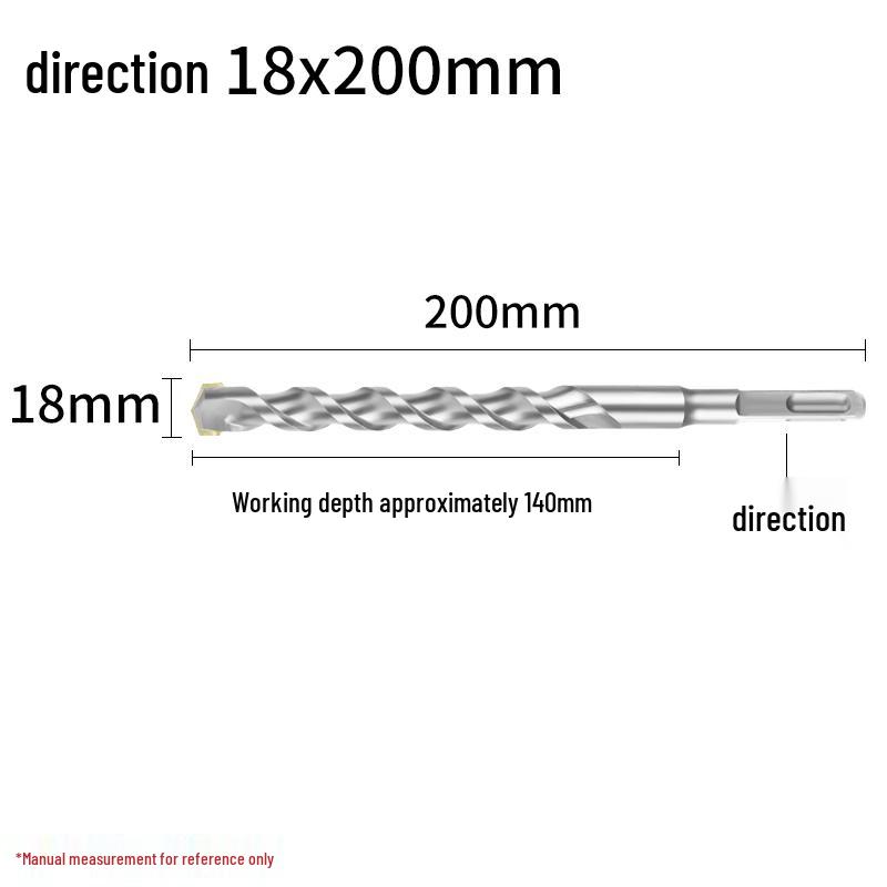 Square Shank 4-Flute Impact Drill Bit for Concrete, Round Shank 2-Flute Hole-Enlarging Drill Bit 150MM