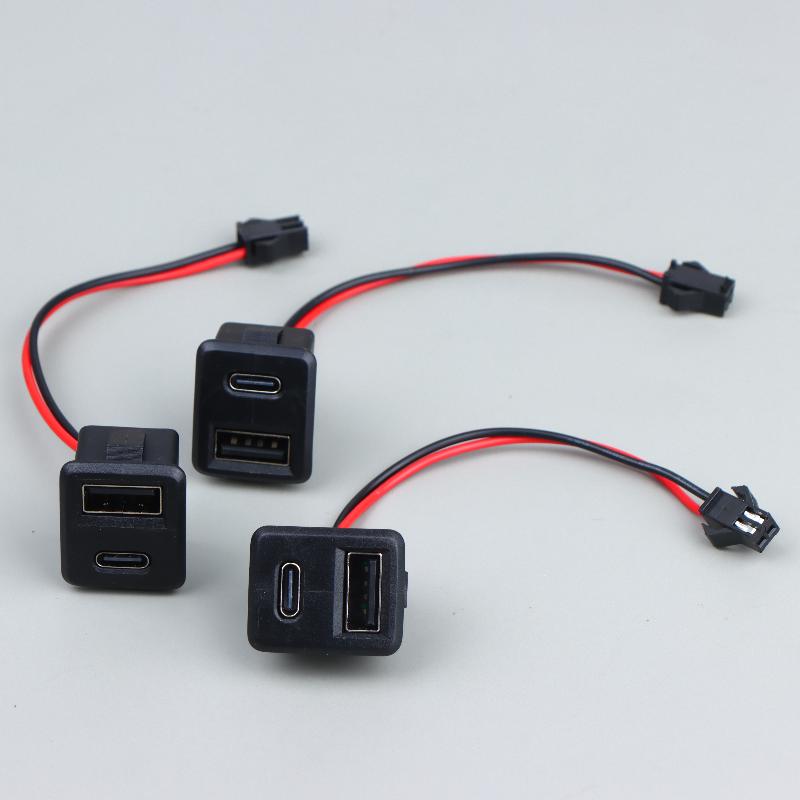Double Layer Type-C Socket USB Female Base with Cable Connector 1/2/5Pcs for Reliable Device Connection and Charging