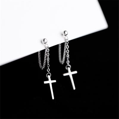 925 Sterling Silver Cross Stud Earrings For Women Party Jewelry Boucle D 'Oreille Hypoallergenic Eh1034