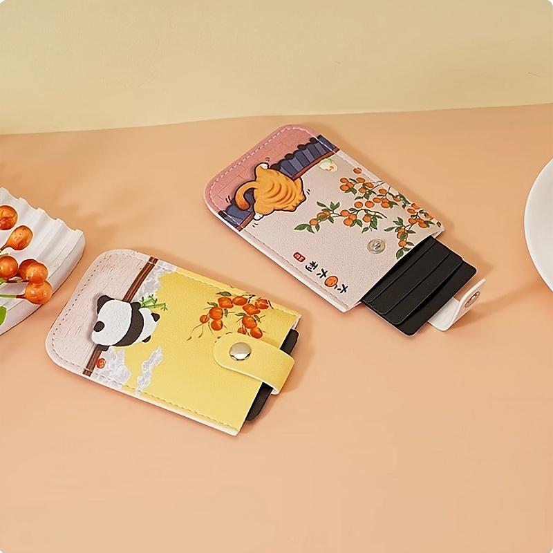 New Panda Snap Button Pull-Tab 1pc Compact Ultra-Thin Mini Ins-Style Design Card Holder for Women