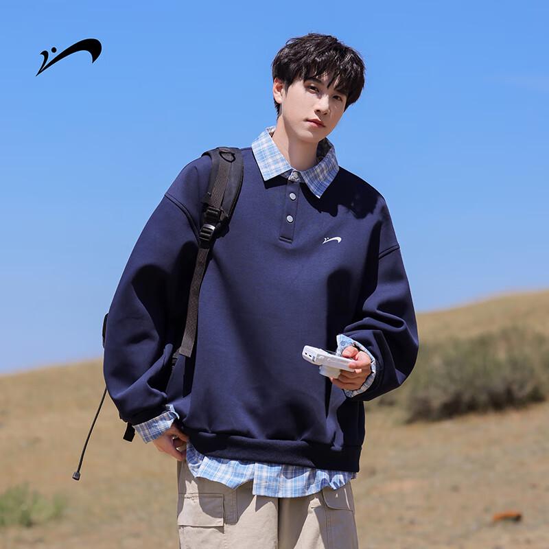 

Guirenniao Men s Casual Plaid Patchwork Polo Sweatshirt 2XL