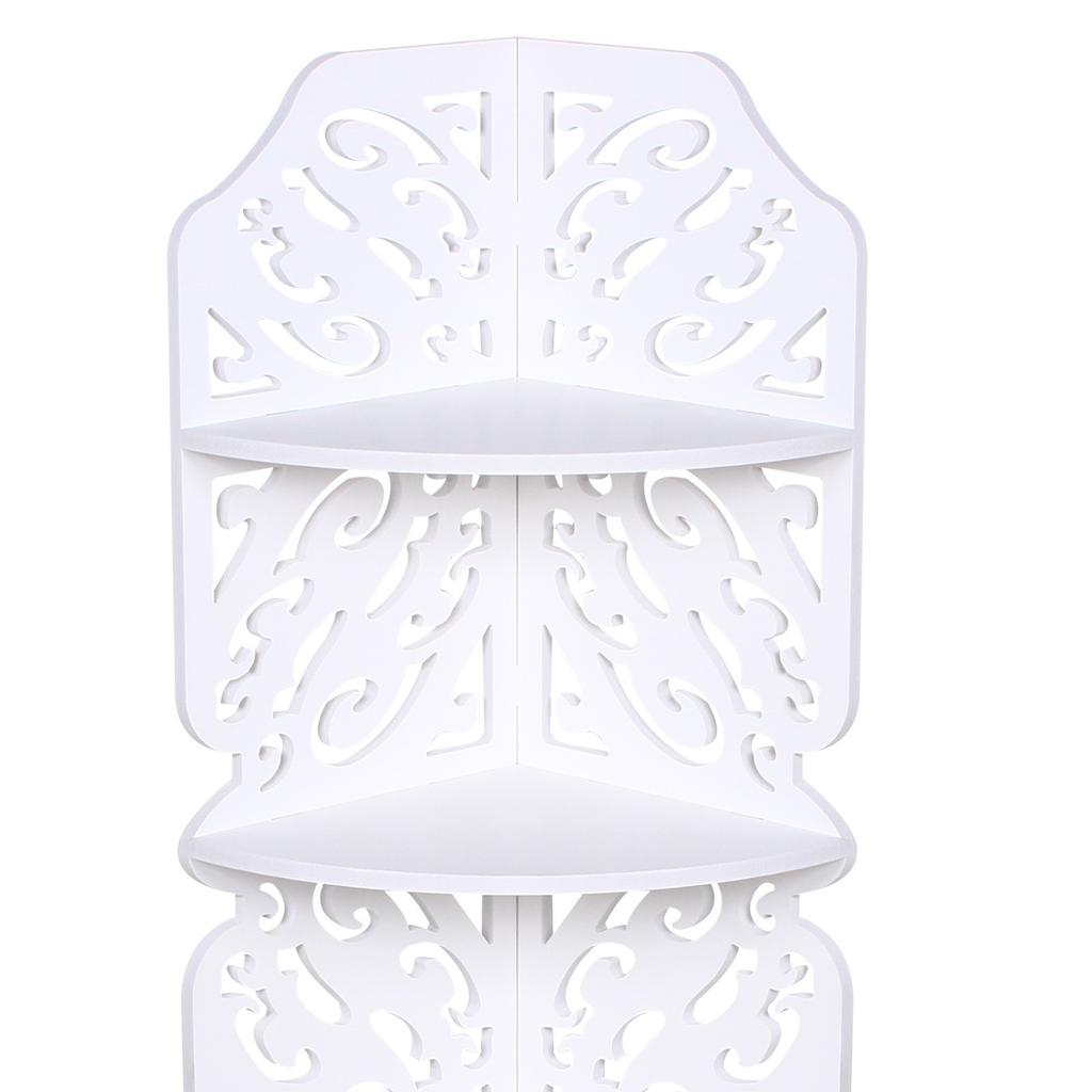 4-Tier Corner Storage Rack – Triangular PVC Shelf Unit for Bathroom, Living Room & Balcony – White
