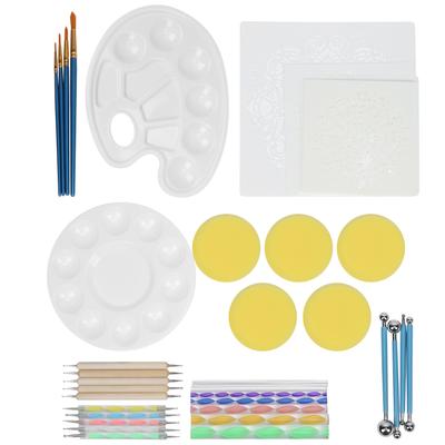 Set di 41 Pezzi Strumenti per Puntinatura Mandala Modello Artistico Fai da Te Abbellimento Bastoncino Accessori per Pittura