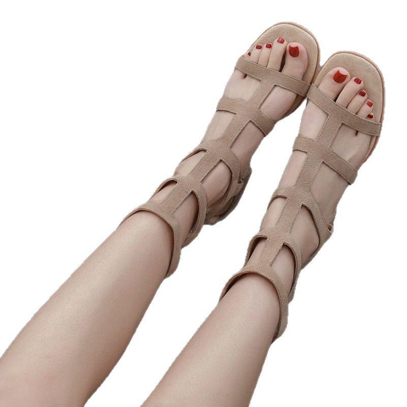 French Roman sandals girl 2025 new fairy style fashion thick heel high heel summer with skirt zipper cool boots tide
