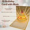 Alles Gute zum Geburtstag 3D Musik Leuchtende Karten mit Umschlag Musik Licht Leuchtender Kuchen Grußkarte Faltbare Pop-Up Geburtstagskarten