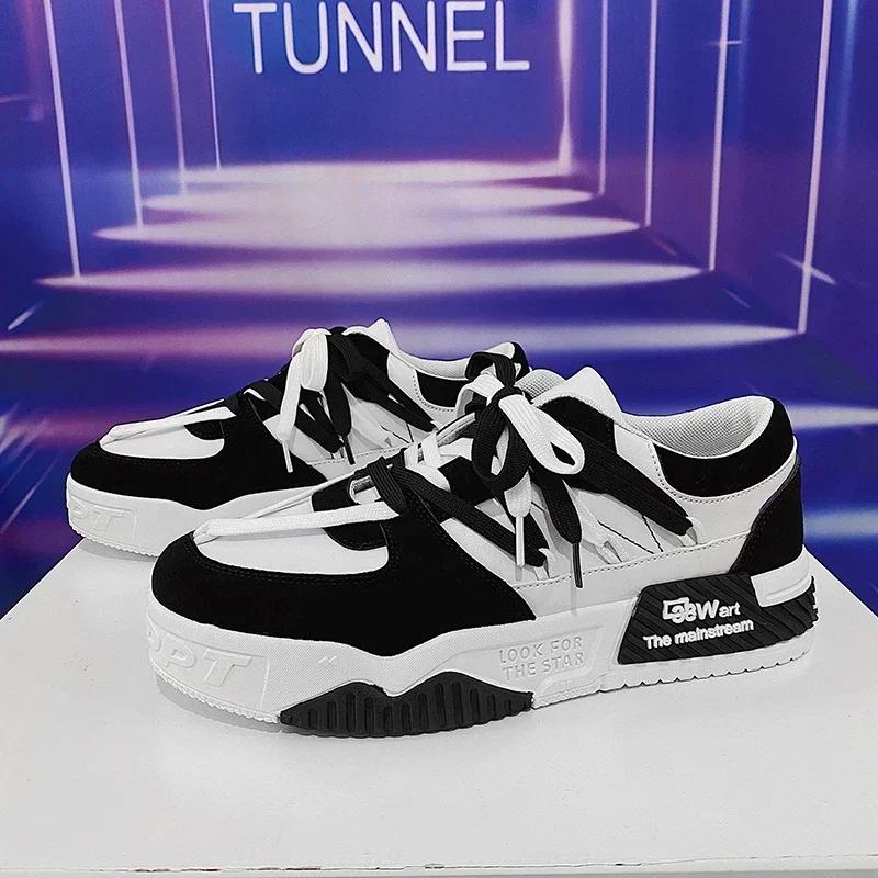 Fashion Sneakers Mens Shoes Designer Men Casual Shoes Trend Two-tone Lace Up Platform Student Shoes Male Vulcanized Zapatillas De Hombre