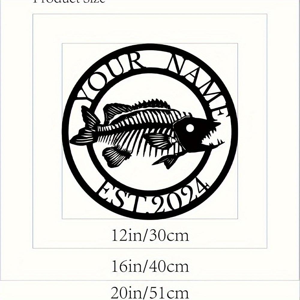 

1pc Personalized Fishing Metal Sign Bass Fishing Wall Art Custom Fish Rod Design Gift for Enthusiast 30cm
