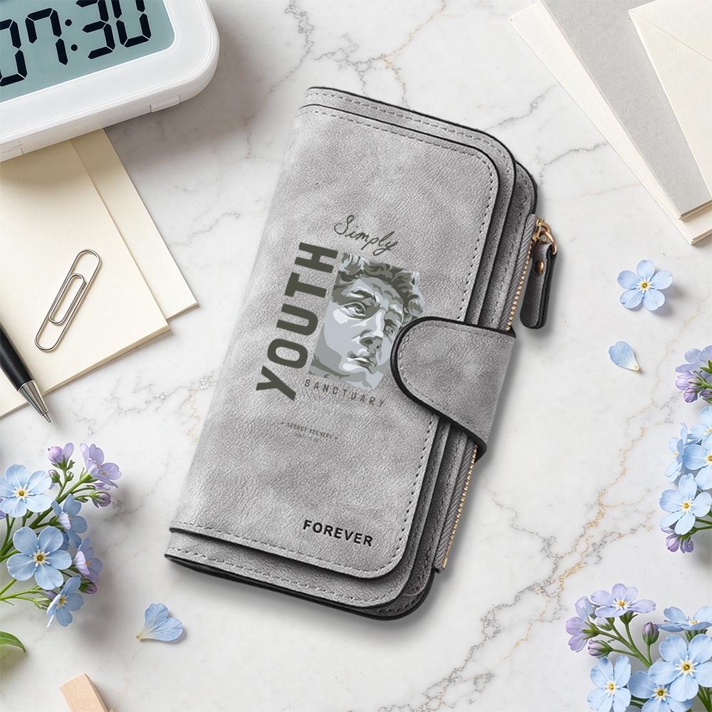 Fashion PU Long Wallet Youth Printed Multi Card Slot Portable Large Capacity Purse for Daily Use