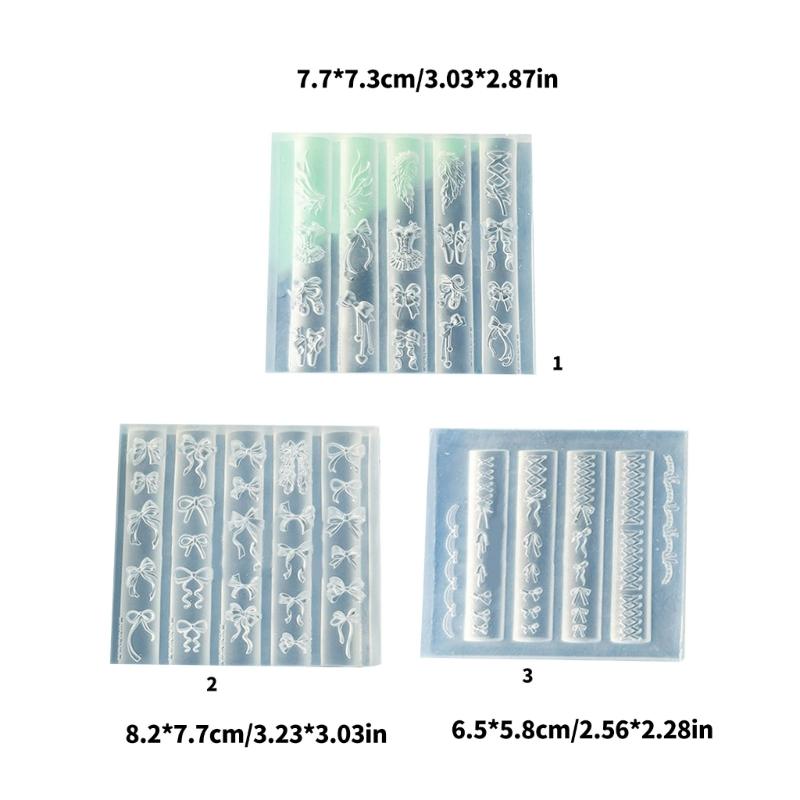 Silicone 3D Nail Art Molds Bowknot Theme Nail Art Template Moulds Silicone Texture for Beauticians and Nail Art Learners