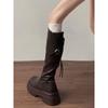 Brown platform boots women's spring 2025 new small retro boots women's knee knight boots