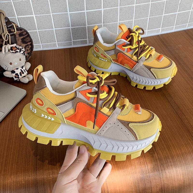 Damenschuhe im Angebot 2026 Vielseitige Vulkanisierte Damenschuhe Gemischte Farben Plateau Damen Sneaker Outdoor Schnürung Freizeit Schuhe
