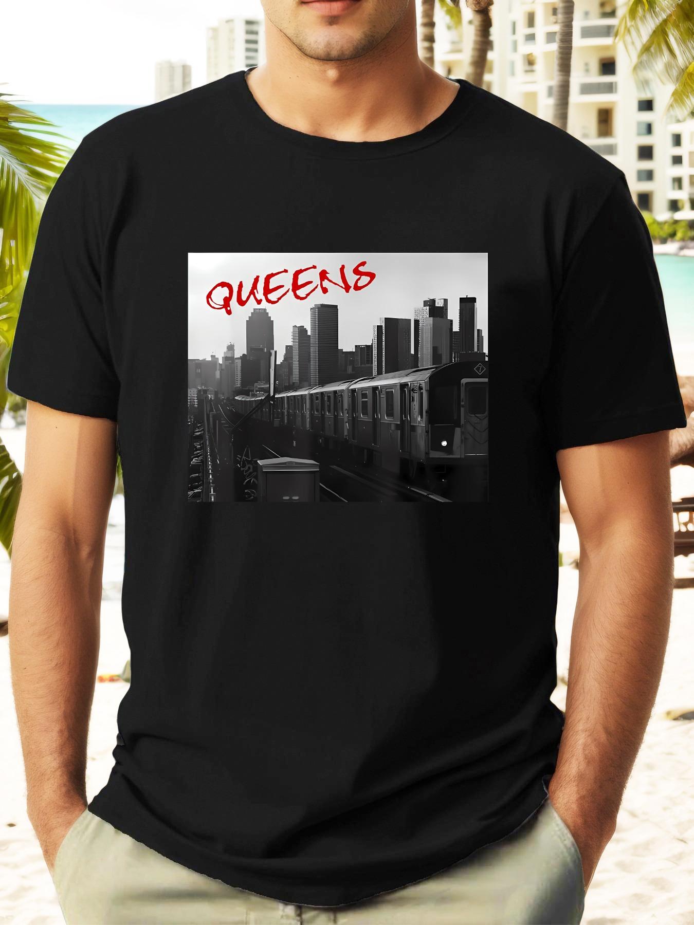 

Queens Vintage New York Subway Graphic T-shirt - Casual Summer Short Sleeve Crewneck S
