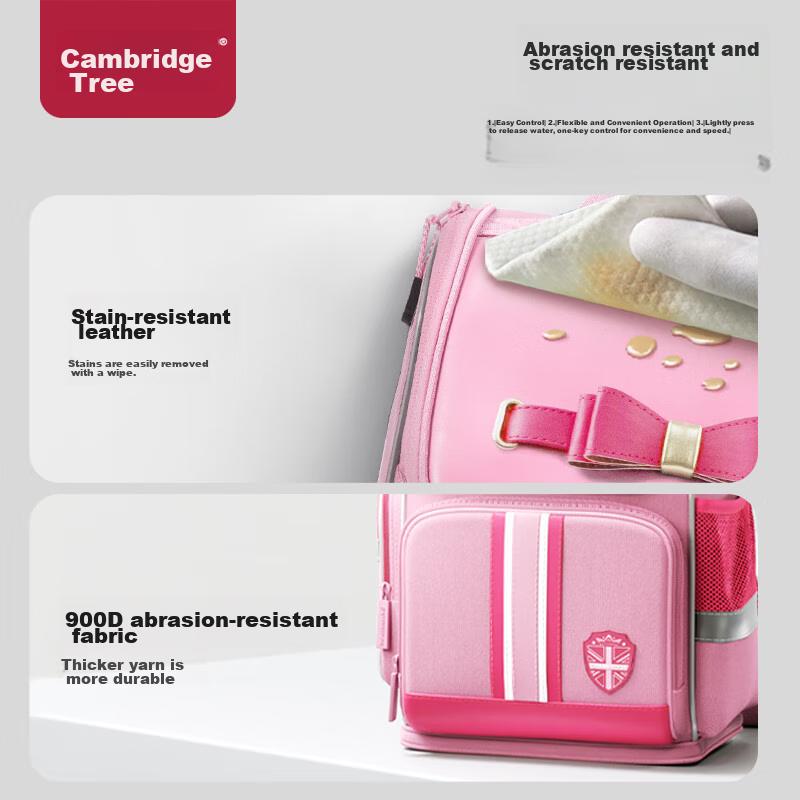 Jianqiaoshu Schoolbag for Primary School Girls, Children Grades 1-4, Spine-Protecting, Load-Reducing,
