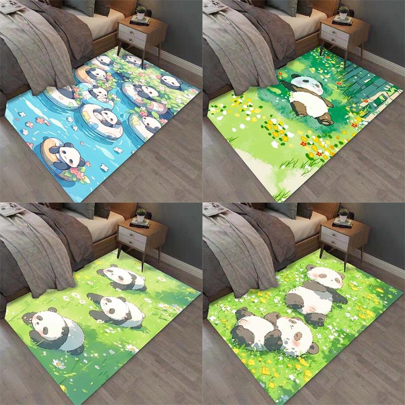 Warm and Healing Cartoon Panda Print Carpet for Home Living Room Bedroom Sofa Doormat Decor Large Area Rug Non-slip Floor Mat