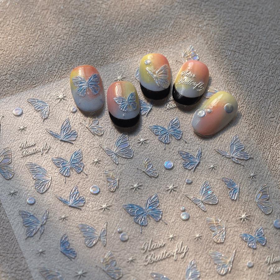 TENSOR Luxury Butterfly Glass Nail Stickers - M-885