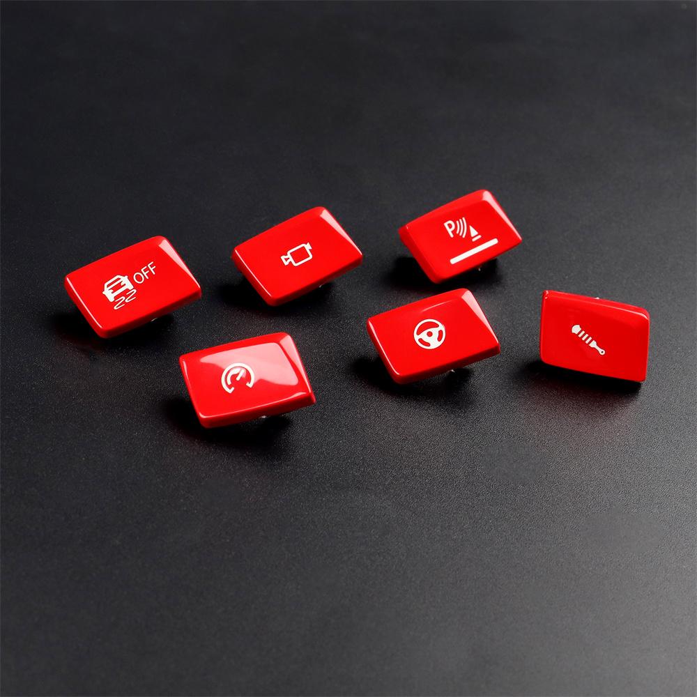 6Pcs/Set Gear Shift Switch Button Trim Red For BMW M3 F80 15-19 M4 F82 15-20 LHD