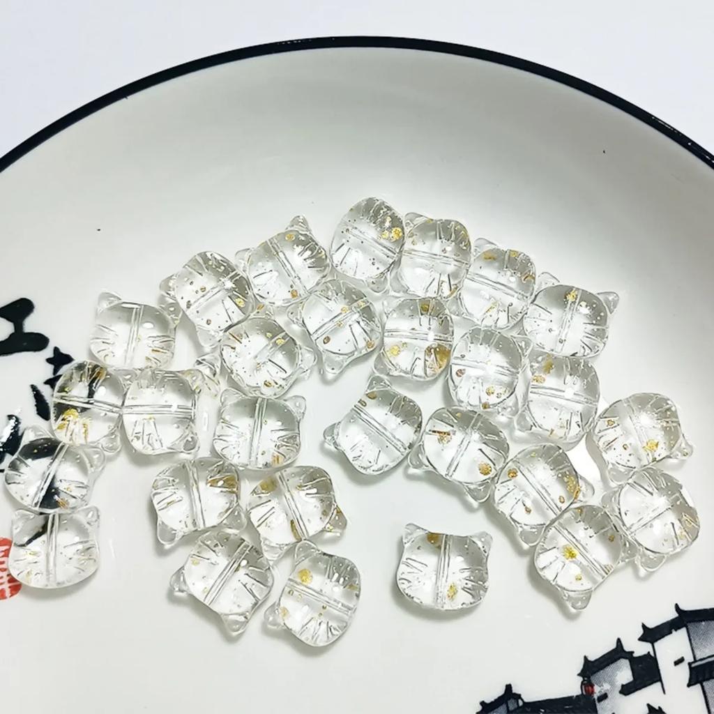 DW12 20 Stück Glas Kreativität Katzenkopf Perlen Niedlich Gerades Loch Lampwork Perle DIY Armbänder Halskette Ohrring DIY Zubehör
