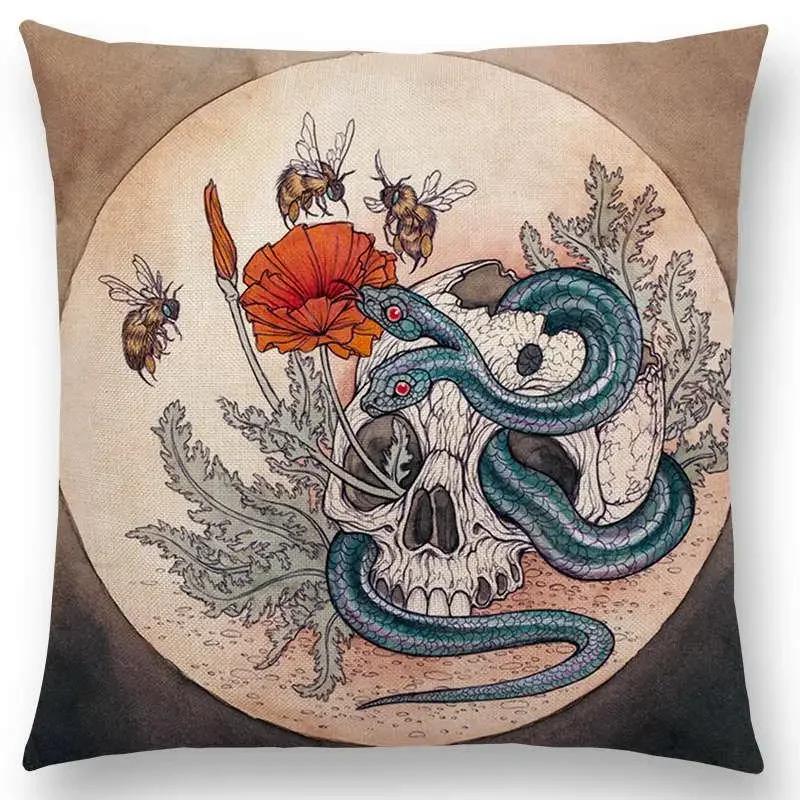 Dark Creatures Mysterious Mythical Beasts Sofa Pillow Case Cat Deer Bird Fox Tiger Snake Cushion Cover