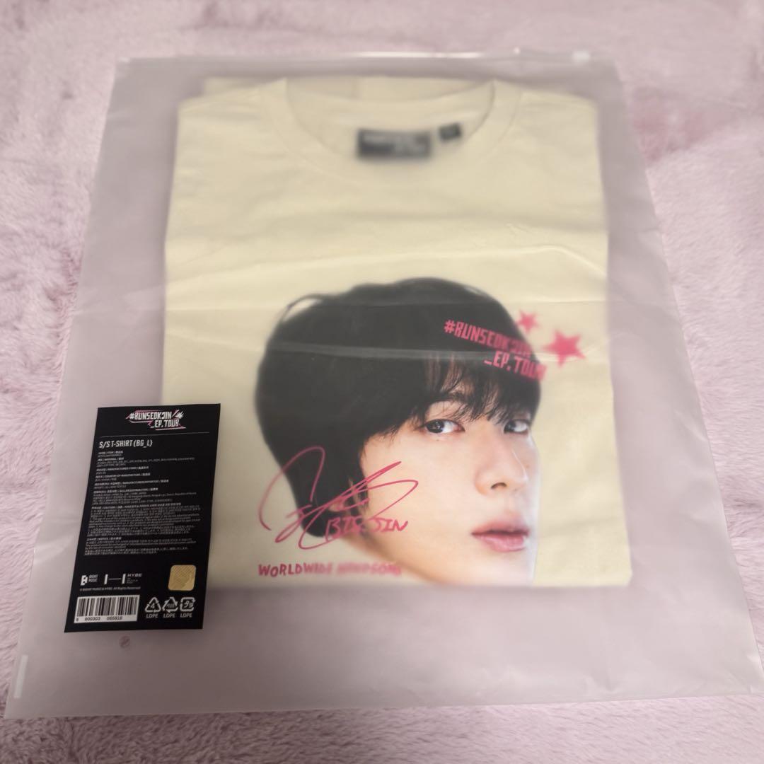 

[USED] Official RUNSEOKJIN T-shirt, Beige, Korean Goyang, Jin Face Tee