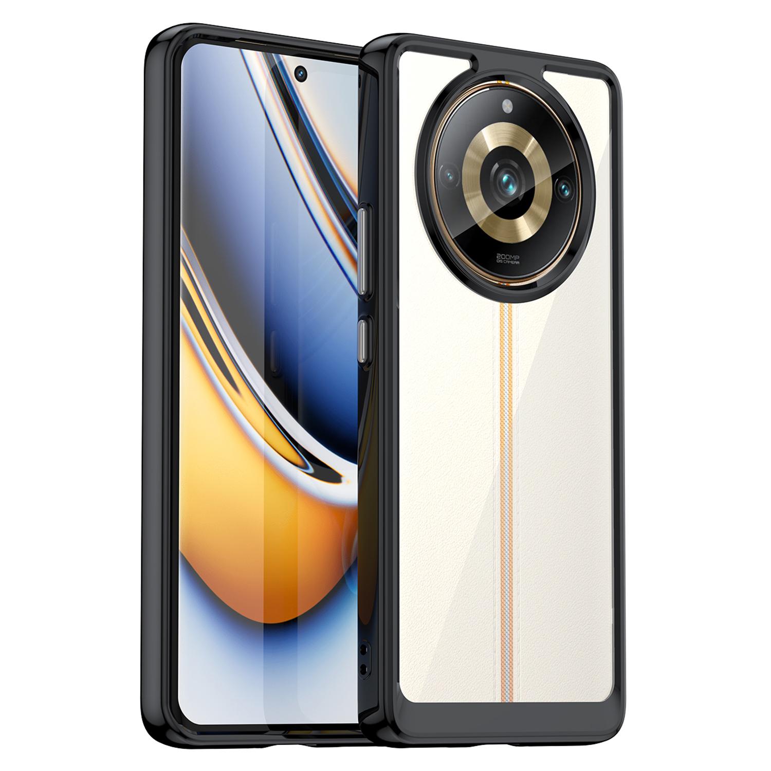 

For Realme 11 Pro 5G/11 Pro+ 5G/Narzo 60 Pro 5G TPU+Acrylic Case Mobile Phone Back Protector Cover Black