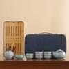 Hand-held Pot Twisted Lotus Portable Blue and White Travel Tea Set Kuaike Ru Kiln One Pot Three Cups Kuaike Cup Outdoor Gift