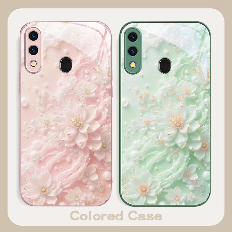 Schöne weiße Blumen Für Samsung A20 30 22 23 24 25 26 A31 32 33 34 A35 42 50 51 52 53 54 55 56 70 71 72 73 Glas Handyhülle