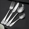 Stainless Steel Silver Tableware Cutlery Set with Knife Fork Spoon Silverware Set for Restaurant Hotel Handle Exquisite Carving