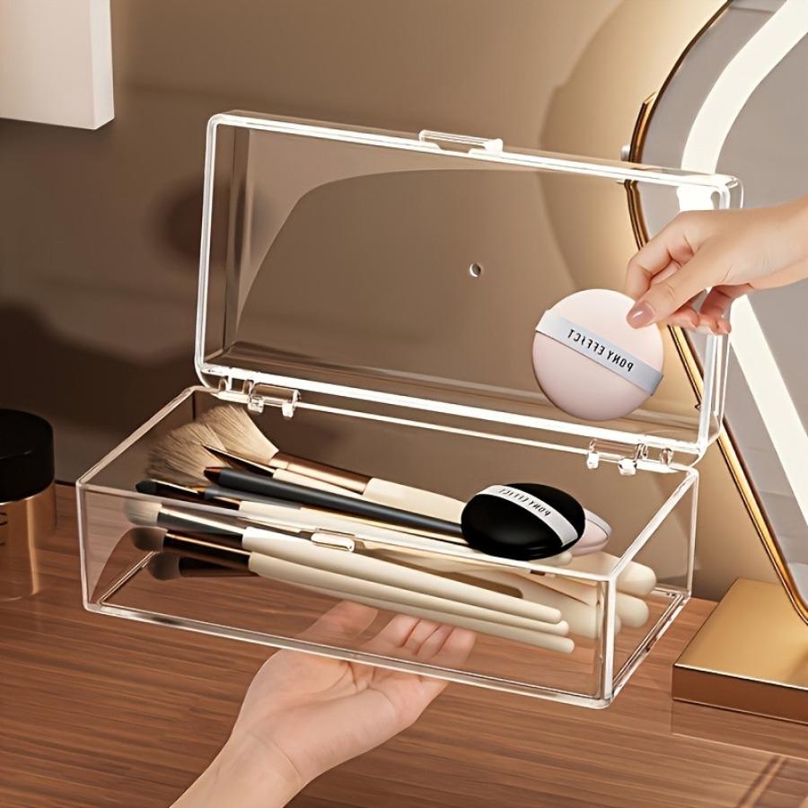 Acrylic Makeup Organizer | Dustproof, Portable, No Electricity Needed, Suitable for Lipsticks, Eyeshadows, Brushes, Visible Compartments