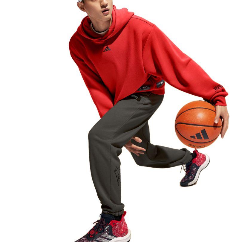 adidas Solid Color Pullover Hoodie With Loose Fit Men Tops Light-Red IA1999