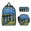 Starlight Night Van Gogh Backpack Boys Girls BookBag School Bag Laptop Shoulder Bags 3ps Insulated Lunch Bag Pencil Case