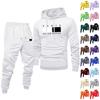 Men's Printed Hooded Sweatshirt And Sweatpants Casual Sports Suit