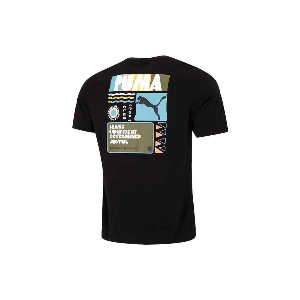 PUMA T Shirts Men's Black Crew Neck Moderate Straight Fit 536926-01
