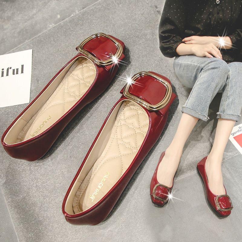 

Модная весенне-летняя обувь на плоской подошве, женская обувь, элегантная офисная обувь для леди, мягкая, черная, красная, больших размеров 42 D376 42 красный