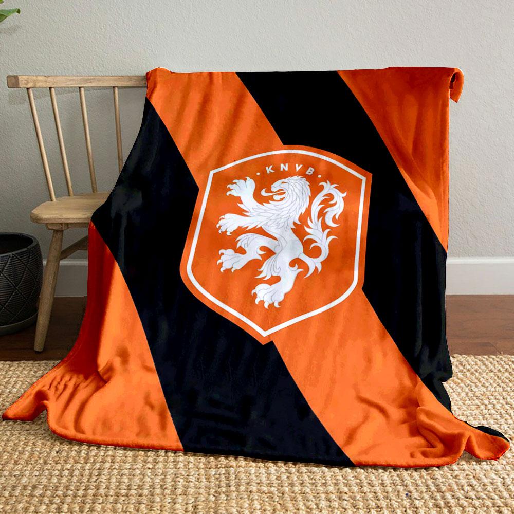 Diagonal Black Stripes On an Orange Background with a Lion Crest. for All Seasons Blanket Lunch Break Throw Gift