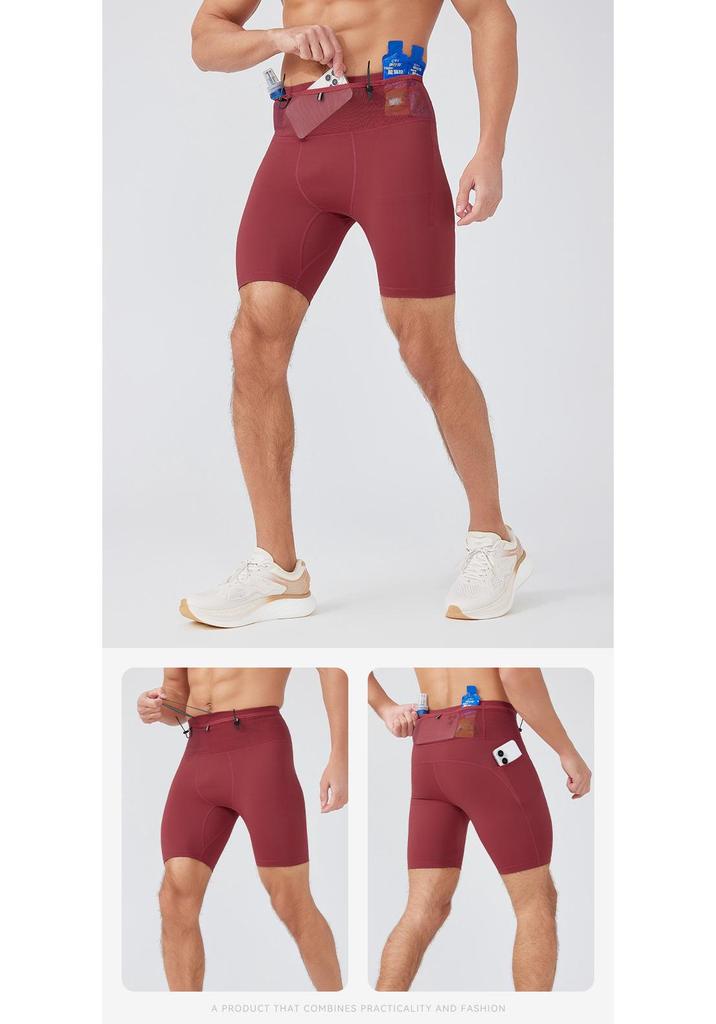 Men's High Elasticity Multi-Pocket Compression Running Shorts