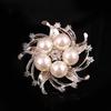 Crystal Pearl 3D Flower Brooch Dual-purpose Ring Design Corsage Pin Long-lasting Color Exquisite Hypoallergenic BFF Gift