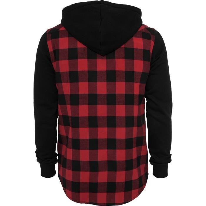 Urban Classics - HOODED Flanell Chemise rouge - S