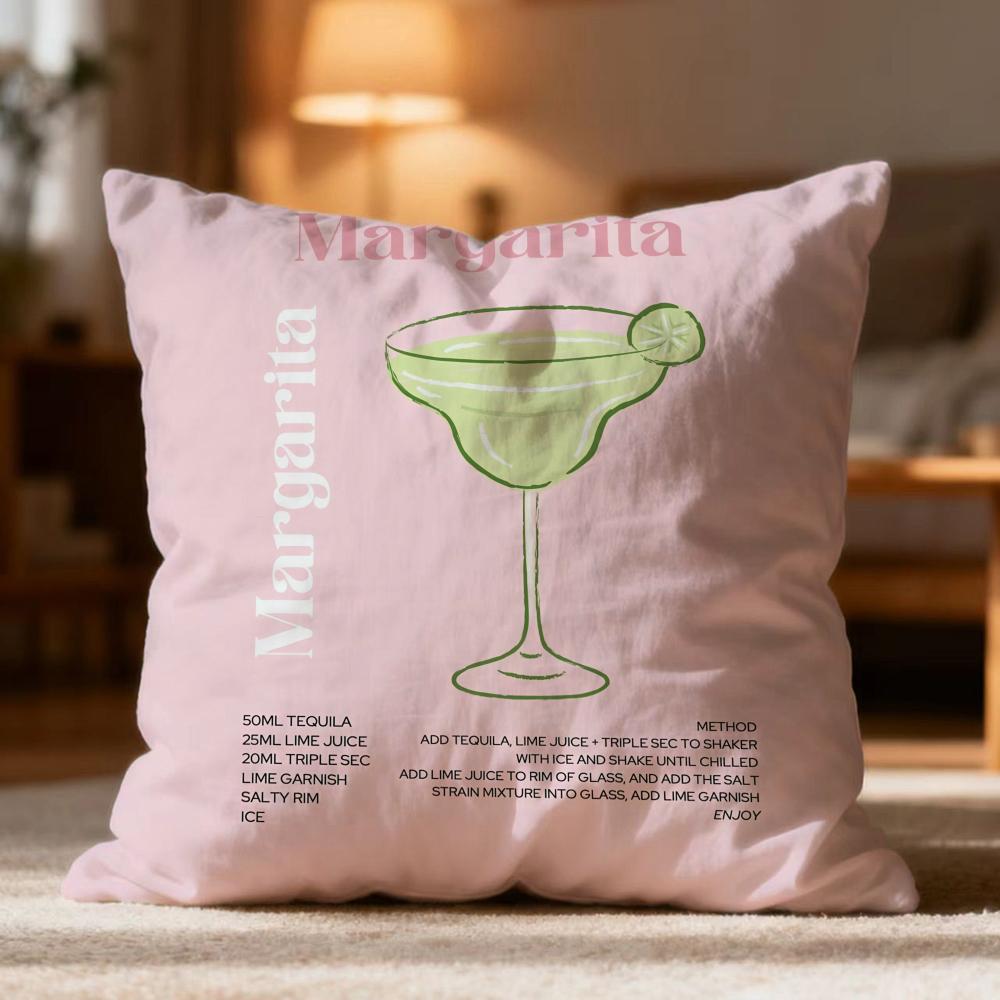 Hot M-Mmargarita Cocktail Arted Cushion Cover Soft Washable Pillow Case Multi-Scene For Couch Bed Travel Office Use