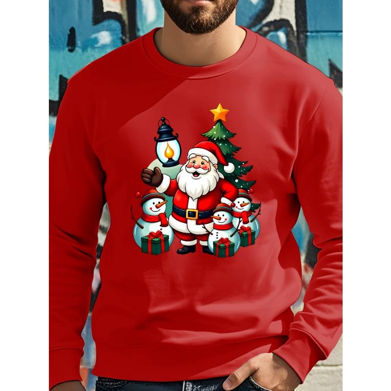 Nick and the snowman join forces to send you their best wishes—a casual spring/autumn sweatshirt featuring a "Merry Christmas" print.