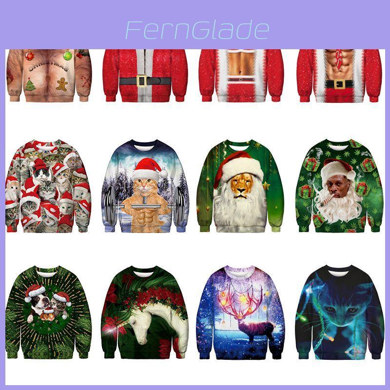 Festlicher Herren-Weihnachts-3D-Grafikdruck-Pullover-Hoodie-Sweatshirt mit weichem Material
