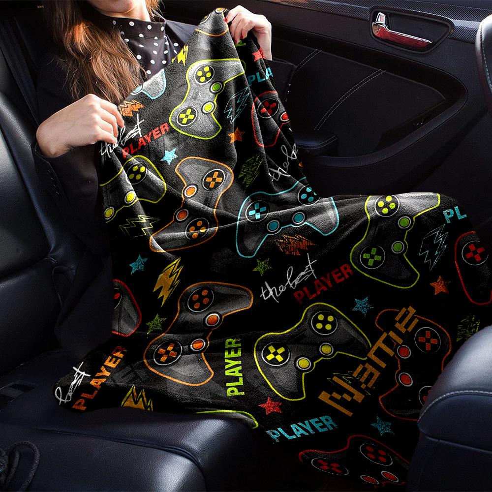 Custom Name Game Controller Theme Printed Blanket - Perfect for Couch, Bed, Travel & Outdoor Use | Machine Washable, Cozy & Durable.