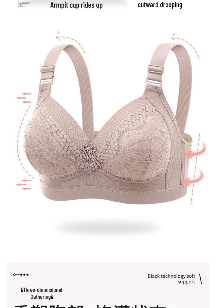 Front Closure Wireless Push-Up Bra for Middle-Aged and Elderly Women