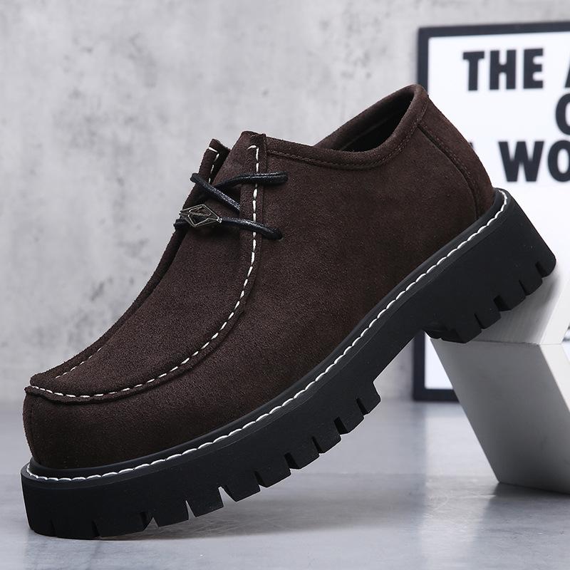 Kangaroo shoes men's leather classic outdoor mountaineering tooling shoes retro casual leather shoes heightened platform derby shoes